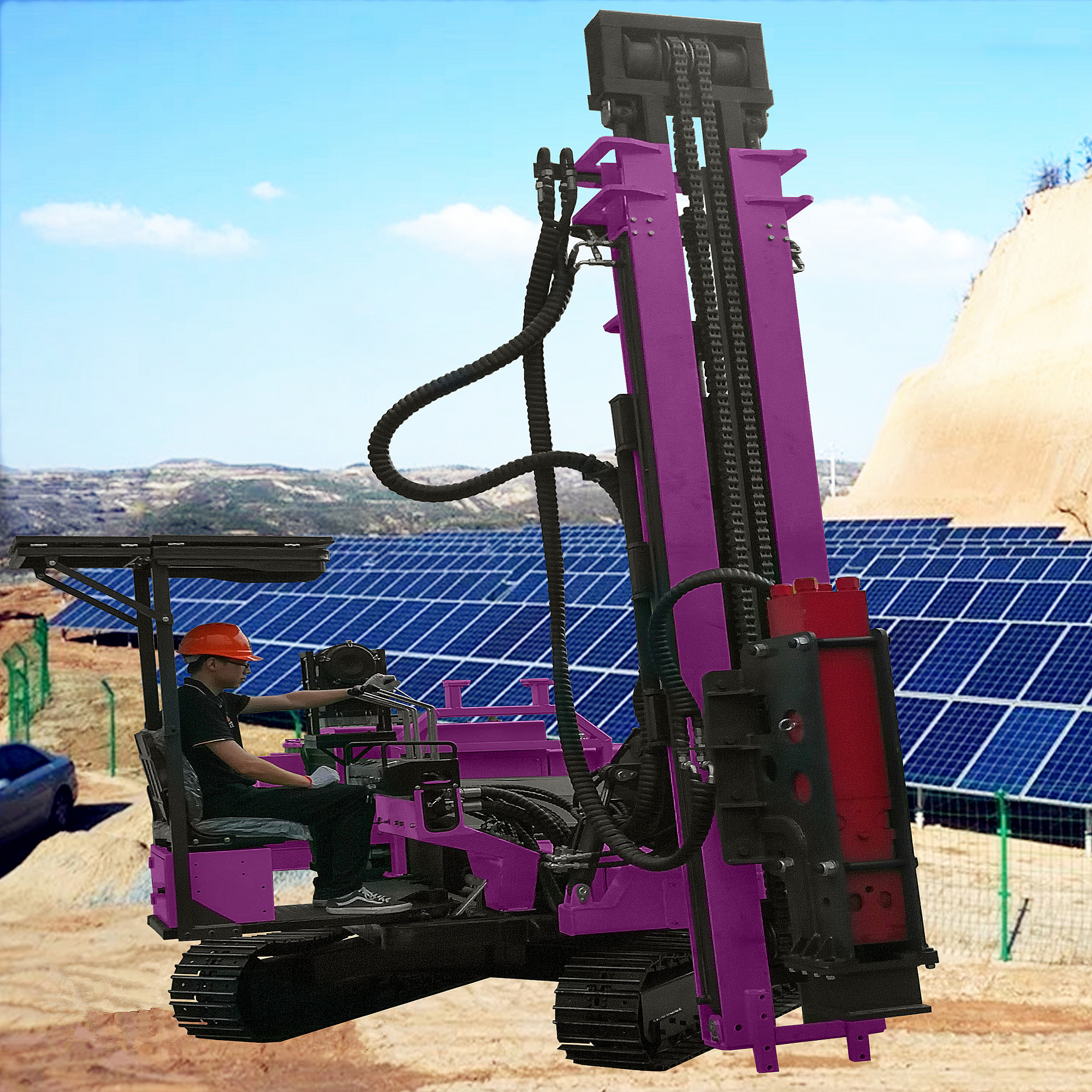 Screw Pile Driver Solar Pile Driving Rig 360Degree Rotary Borehole ...