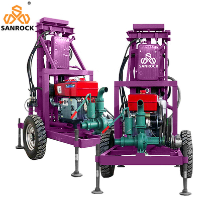 Hydraulic Trailer Mounted Water Well Drilling Rig for Drilling Depth of 120m and 200 KG Capacity