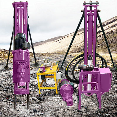 Portable Mining Bucket Drilling Rig Pneumatic Rotary Borehole DTH Drill Rig