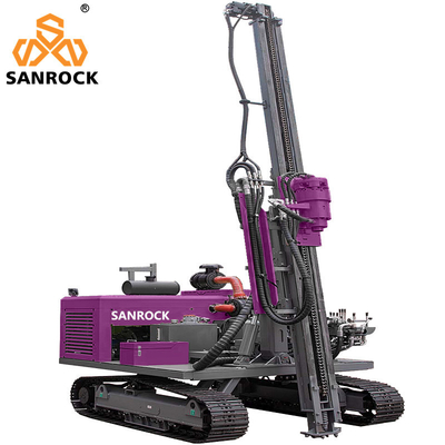 Highway Guardrail Pile Driver Hydraulic Solar Pile Driving Rig With 1.5m.2m.3m Drill Pipe Length And 2km/h Travelling Speed