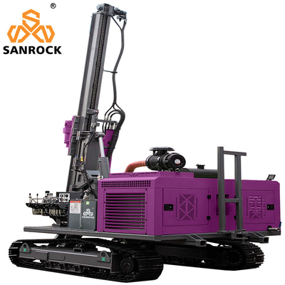 Highway Guardrail Pile Driver Hydraulic Solar Pile Driving Rig With 1.5m.2m.3m Drill Pipe Length And 2km/h Travelling Speed