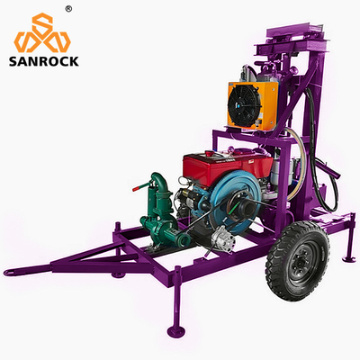 Trailer Mounted Water Well Drilling Rig Rotate Speed 60r/min Hydraulic Portable Water Well Drilling Machine