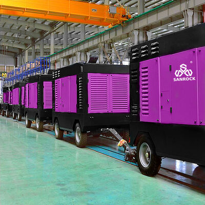 Low Noise  Engine 25bar Portable Diesel Screw Air Compressor for Mining