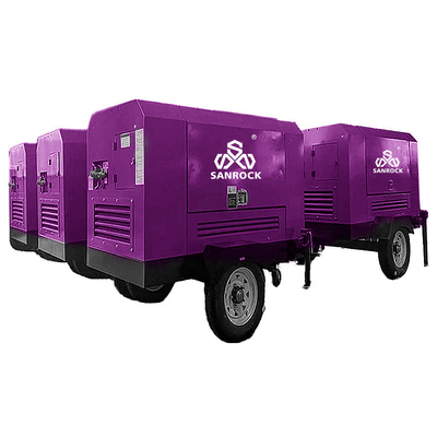Low Noise Screw Air Compressor With Wheel Engine Driven Industrial Screw Air Compressor