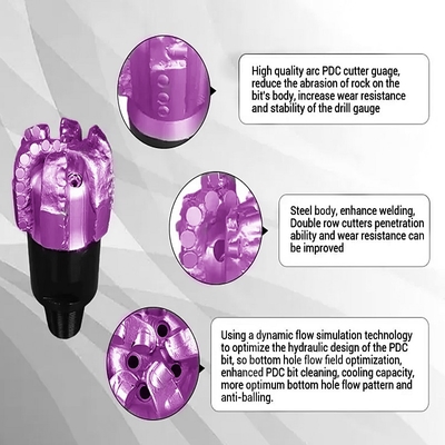 PDC Drill Bit 6 Blades Diamond Rock Drill Bits Steel Body PDC Drill Bit For Sale