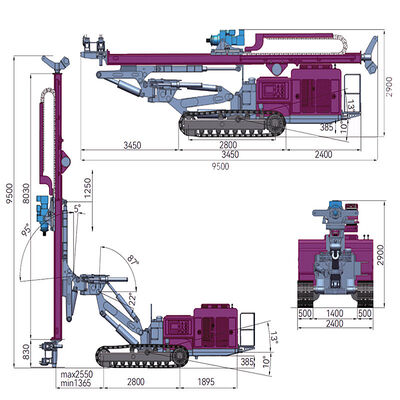 360° Rotary DTH Drilling Rig with Max. 150m Drilling Depth and Hydraulic Controlling for Hard Rock Blast Holes