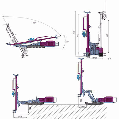 360° Rotary DTH Drilling Rig with Max. 150m Drilling Depth and Hydraulic Controlling for Hard Rock Blast Holes