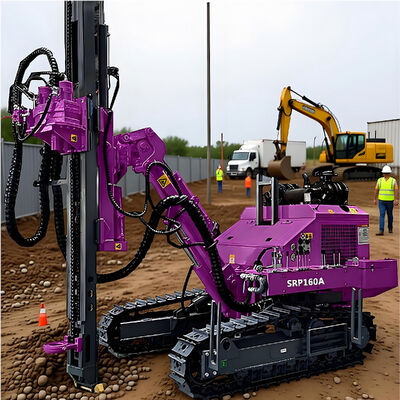 Solar Pile Driver Installation Highway Guardrail  Pile Driving Equipment Crawler Pile Drilling Rig 